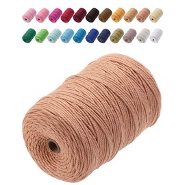 GOHOF Macrame Cord 3mm x 200m Premium Cotton Macrame Rope, 4 Strand Twisted Soft Cotton Cord, One of The Most Perfect Materials for Macrame Art, Cotton String Without Chemicals (Salmon)