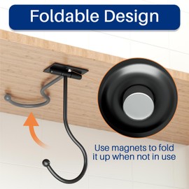 2-Pack Banana Hook Under Cabinet,Banana Holder,Metal Banana Hanger Hook,Adhesive Banana Hook, Foldable Banana Hook, Folds Up With Magnets When Not In Use, Kitchen Hook,Banana Rack,Keep Bananas Fresh