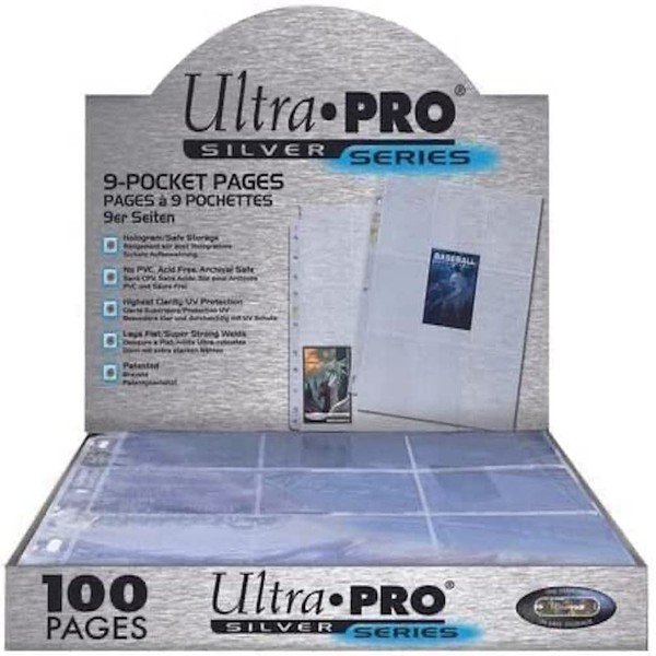 Ultra Pro 9 Pocket Pages Silver Series 100 Pages of Card Sleeves for Trading, Baseball Card Binder, Pokemon and Baseball Card Sleeves