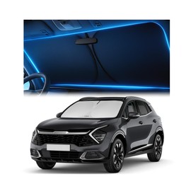 Windshield Sunshade for Kia Sportage 2023 2024 2025 2026 - Innovative No-Light-Pass Technology, Mirror Cut-Out, Blocks 99% UV Rays, Fade-Resistant, Easy-Fold Sportage Windshield Sun Shade