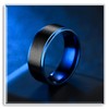 Xusamss Fashion Blue Black Stainless Steel Band Ring(Blue Black(9))