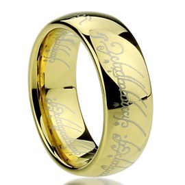 DoubleAccent 8MM Titanium Comfort Fit Wedding Band Laser Etched Old Letter Pattern Lord Rings (Size 6 to 14), 10