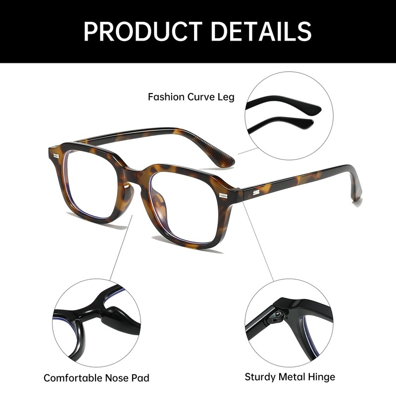 YAMEIZE Square Blue Light Glasses Women Men - Anti Blue