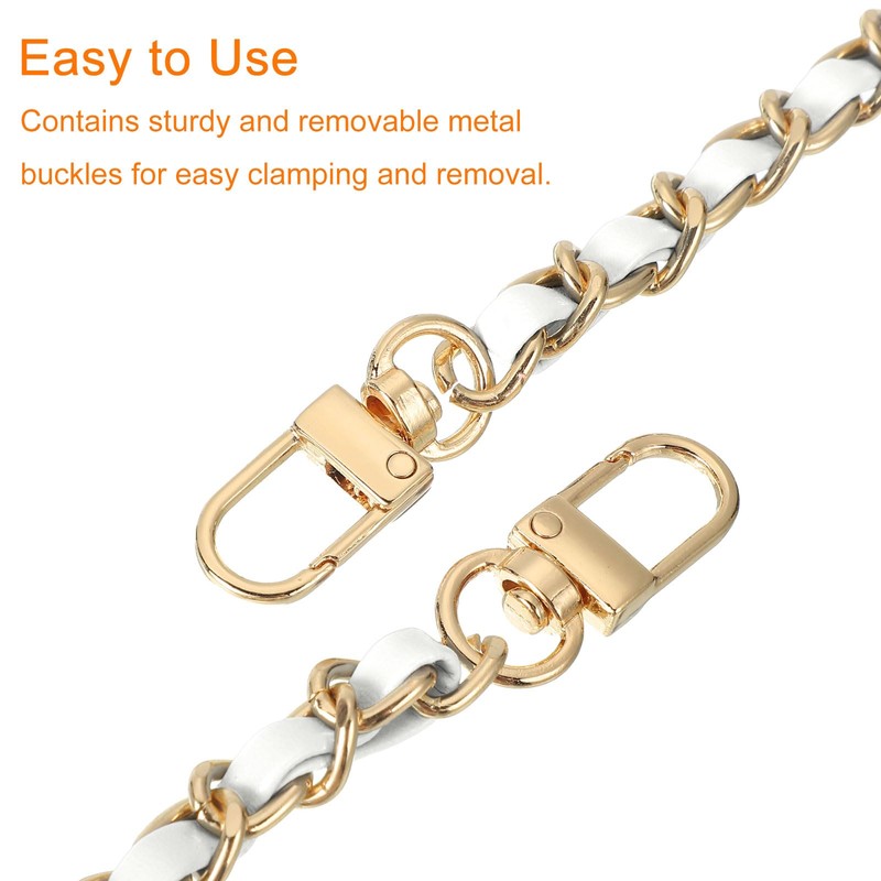 uxcell Purse Chain Strap, 24" Leather Iron Flat Chain Strap