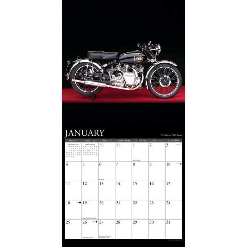 Willow Creek Press, Classic Motorcycles 2026 Wall Calendar, 12'' X