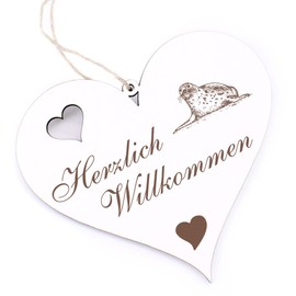 Herzlich Willkommen Sign, Seerobbe, Decorative Heart Wooden Welcome Sign, Door Sign, Door Decoration