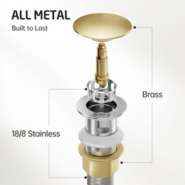 KES All Metal Bathroom Sink Drain with Strainer Basket Hair Catcher Anti Clog Pop Up Drain Stopper for Vanity Vessel Sink with Overflow, Rustproof 18/8 Stainless Steel Polished Chrome S2013A-CH