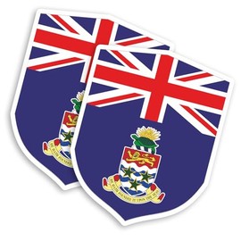 2 x 10cm Cayman Islands Flag Shield Vinyl Stickers - Caribbean Travel British Overseas Territory Sticker #70846
