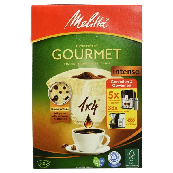 Melitta Gourmet Intense Aromamax Structure Filter Bags, Natural Brown, Pack of 80