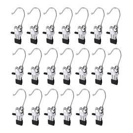 GiantGo 20 PCS Portable No-Slip Metal Laundry Hooks, Versatile Hangers for Coats, Hats, Towels, and Socks, Ideal for Home and Travel, Silver, Black