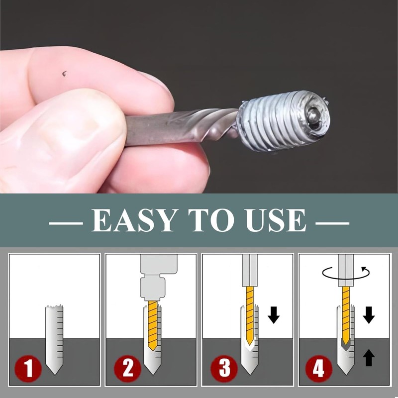 Bamyli 10 Pcs Screw Extractor Set,1/4 Inch Hex Bolt Damaged