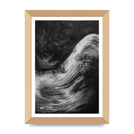 Lithobee - Monochrome Risograph with Textured Allure Home Wall Art Prints - A4 Gold Abraded Frame