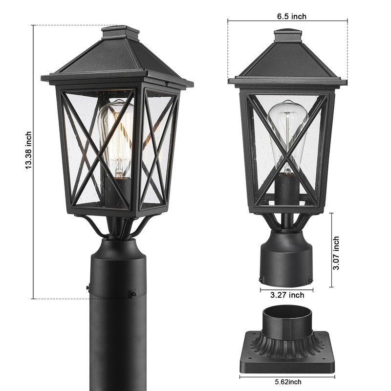 Darkaway Outdoor Post Lights, Aluminum Exterior Post Lantern Light Fixture