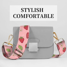 DZTLAO Wide Purse Strap Replacement Crossbody, Funny Shoulder Strap Adjustable, Cute Bag Strap for Women Guitar Purses Cute Red Strawberry