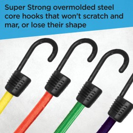 SmartStraps Adjustable Bungee Cord, Assorted Colors, 10 Pack – Includes Two 12”, Two 24”, One 36”, One 48”, and Four Mini Bungee Cords – Ideal for Securing Luggage, Gas Cans, and Coolers to Vehicles