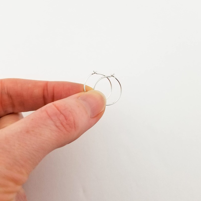 5/8 Inch Thin Small Sterling Silver Sleeper Hoop Earrings