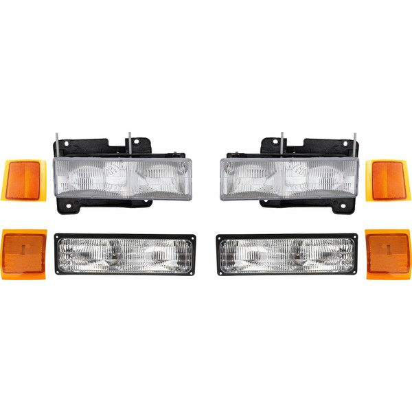 Headlight Assembly Compatible with 1994-1998 OBS For Chevy Silverado C/K