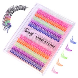 TUNOFF Colour Lash Extension Kit DIY200 pcs Colored Lash Clusters.14-16 mm Mix Five color mixed eyelash cluster kits can form a flag Colored eyelashes (14-16)