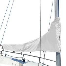 SavvyCraft Waterproof Mainsail Boom Cover, Heavy Duty 600D Sailboat Mainsail Cover UV Protection Weather-Resistant, Boom Length 7'-8' White