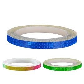 PAVIKE Reflective Tape, Bicycle Reflective Tape, 3 Color Set, High Brightness, Width 0.4 inches (1 cm), Length 22.8 ft (8 m), Water Resistant, Security Prevention, Night Safety, Exterior Walls, Cars,