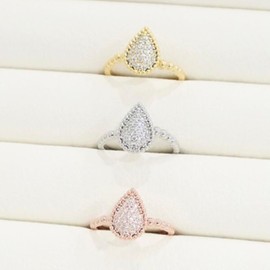 Women's Drops Silver Gold Pink Cubic Ring Ring / 여자 물방울 실버 골드 핑크 큐빅 링 반지