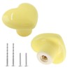 Qjaiune 2pcs Ceramic Cabinet Knobs Yellow Drawer Knobs, Heart Shaped