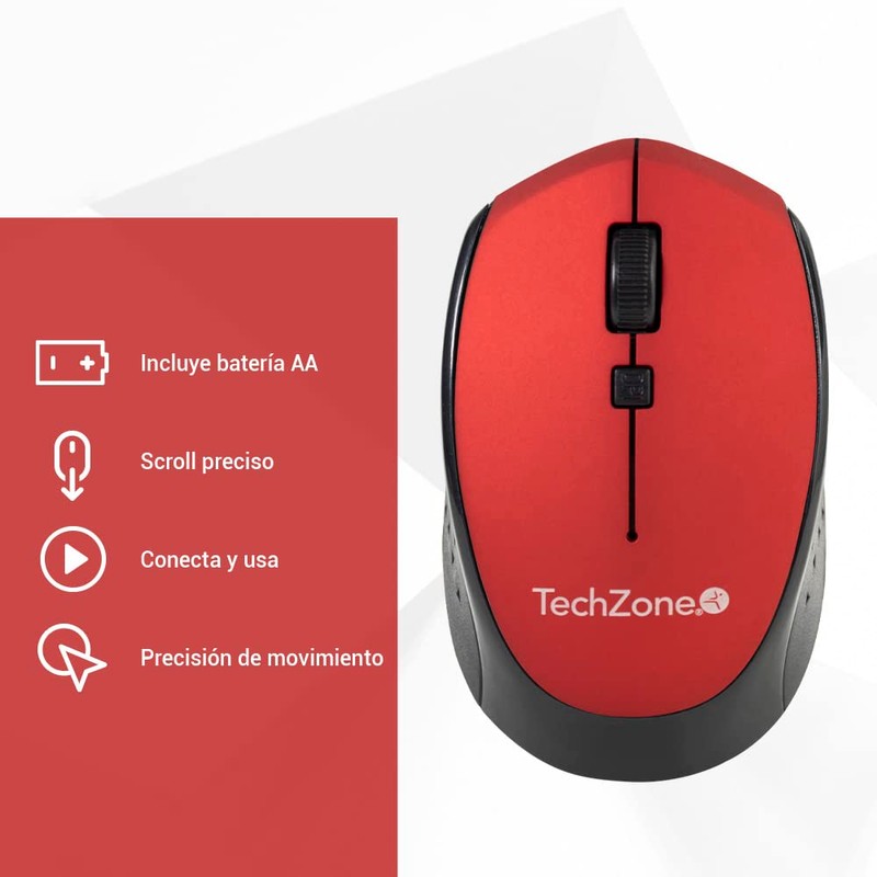 TECHZONE Mouse Óptico Inalámbrico Tecnología USB Plug and Play Ambidiestro