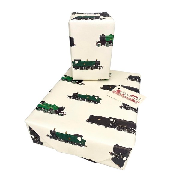 Train Wrapping Paper 2 Sheet Pack Locomotive Wrapping Paper