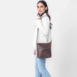 LEABAGS Milano Shoulder Bag, Genuine Leather, Handbag for Women, Vintage Look, Shoulder Bag, Shopper Bag, Multi-Bag, Cow Saddle Horse