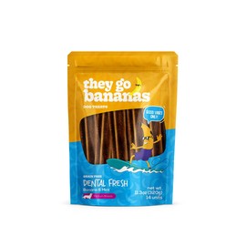They Go Bananas Dog Treats | Grain Free Dental Fresh Chews | Banana & Mint Flavor, Irresistible & Healthy Dog Treats (11.3 oz, 14 Chews - Medium Breeds)