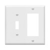 ENERLITES Enerlites 881131-W Decorator/Toggle Switch Wall Plate Combination, 2-Gang, White,