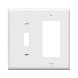 ENERLITES Enerlites 881131-W Decorator/Toggle Switch Wall Plate Combination, 2-Gang, White, Standard Size, Unbreakable Polycarbonate, Replacement Receptacle Faceplates Outlet Cover