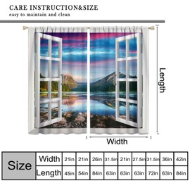 Llylumty - Cortinas opacas con vistas al verano, paisaje del amanecer, cielo, montaña, naturaleza, bosque, lago, transparente, para ventana de sala de estar, 42 x 45 pulgadas