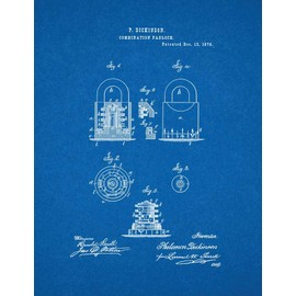 Combination Padlock Patent Print Blueprint (16" x 20") M11048