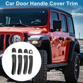 A ABSOPRO Door Handle Cover Trim Side Door Handle Cover for Skoda YETI 2009-2017 ABS Carbon Fiber Black 1 Set with Hole