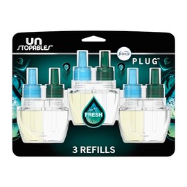 Febreze Ambientadores enchufables, imparables frescos, eliminador de olores para fuerte olor, recambio de aceite perfumado (3 unidades)