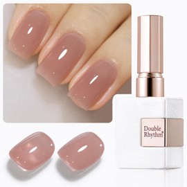 Double Rhythm 0.50 OZ Gel Polish Pastel Light Dark Deep Color 15 ML Pearl White Bottle Soak Off Nail Polish Art Salon at Home for Women (Dark Nude-B-A1493)