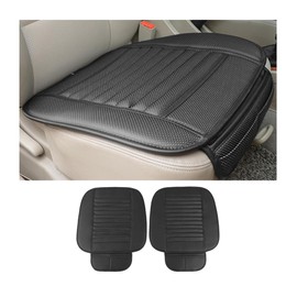 TSUGAMI 2 Pack Car Seat Covers for Front Seats, Breathable Leather Cushion Protector, Anti-Slip Driver Seat Padded with Storage Pockets, Auto Interior Decoration for Most Vehicles (Black)