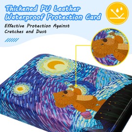 Trading Card Binder, 4 Pocket Card Binder Fits 400 Cards with 50 Removable Sleeves Cute Card Album Book PU Zip Collection Cards Holder for Game, Sports, TCG, MTG Card, Gifts For Boys And Girls (Bear)