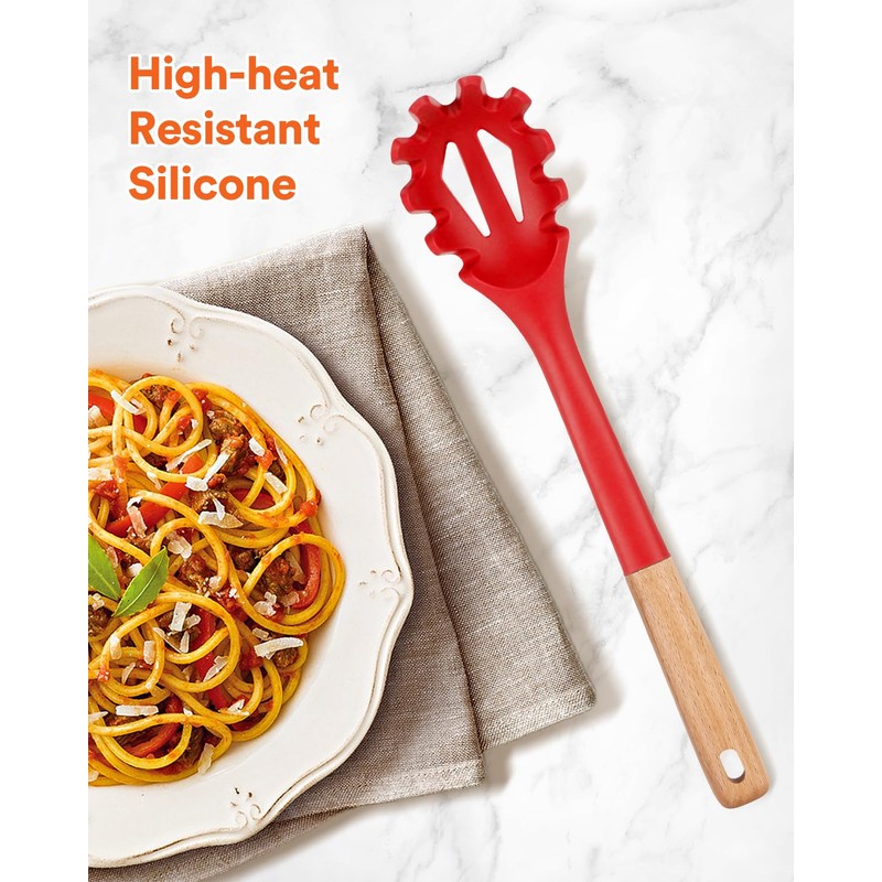 Silicone Pasta Fork, Kitchen Heat Resistant Noodle Spoon Server, BPA