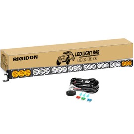 RIGIDON 44 Inch 240W Single Row LED Light Bar with Wire Harness, White Amber Spot Flood Combo 24000LM Off-road Light Driving Boat LED Fog Work Light for Trucks ATVs UTVs SUVs Car