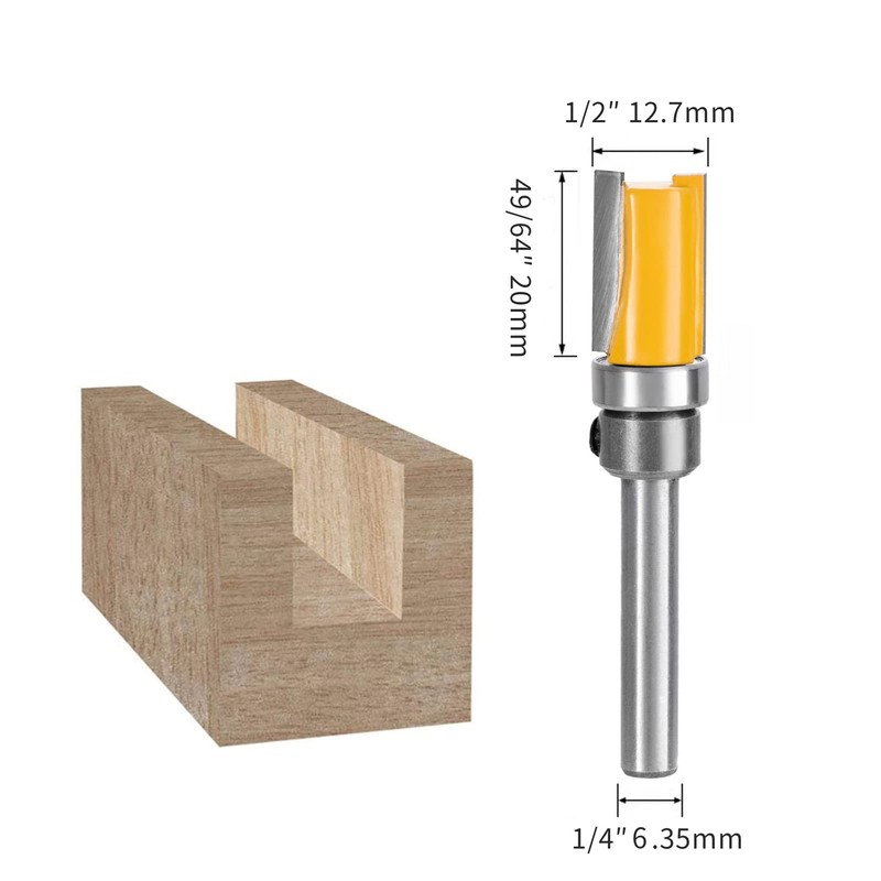 HPMAISON 4PCS 1/4 Inch Shank Flush Trim Pattern Template Router