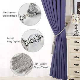 DARENYI 4 Pcs Curtains Tieback Tassel Curtain Tiebacks Rope Silver Curtain Holdback Braided Tie Backs Curtain Holder for Living Room Bedroom Decorative Drapery
