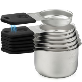 YAMOLIN Magnetic Measuring Cups Set 7 Stainless Steel Stackable Nesting Measuring Cups for Measuring Dry and Liquid Ingredients, 5, Black-1, LB7LS9