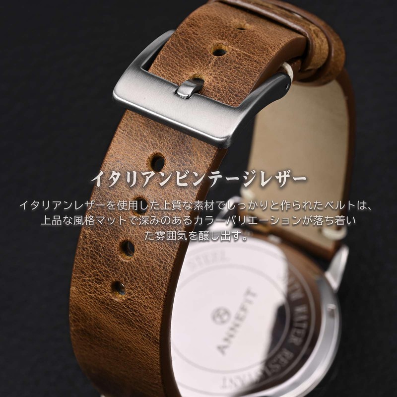 ANNEFIT Genuine Leather Watch Band, 0.7 inch (18 mm), 0.8