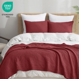 PHF Ultra Soft Waffle Weave Pillowcases Standard Size 20" x 26" 2 Pack, No Insert, Breathable Skin-Friendly Pillow Shams, Decorative Waffle Weave Pillow Case Covers, Wine