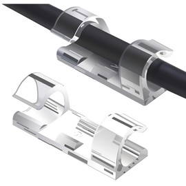 40pcs JacobsParts Clear Plastic Adhesive Cable Cord Wire Organizer Clips Holders for Office, Under Desk, Car, PC, TV, Christmas Lights