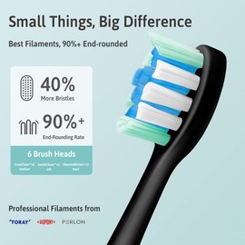 Oday N9000 Sonic Electric Toothbrush, 90% End-Rounding, 2,000 mAh Battery (180 Days), IPX7 Waterproof, 43,000 VPM (2nd Gen. 3S Sonic Motor), 5 Modes with Smart Timer, 6 Brush Heads