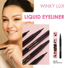 Winky Lux Feliner Liquid Eyeliner, Black Liquid Liner With Waterproof Formula that Stays in Place All-Day, New York Designed Cosmetics with Felt Tip Brush For Smudge-Proof Wings, 0.16 Oz, Black Cat