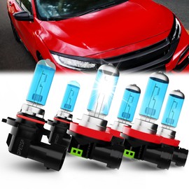 QIPEIZSP Compatible With Honda Civic 2016-2020 Lights Headlights Bulbs, 9005/HB3/H10 High Beam + H11/H8/H9 Low Beams Halogen Headlight + H11 Fog Light, Pack of 6
